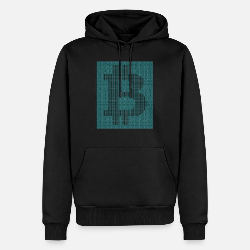 Binär Code Bitcoin Logo - Männer Premium Bio Hoodie - Schwarz