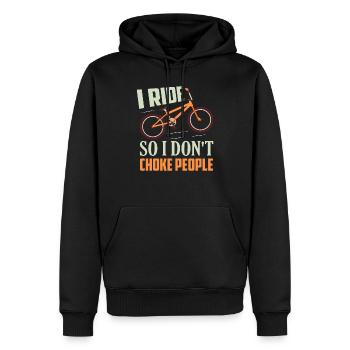Je roule pour ne pas étouffer les gens qui font du vélo - Sweat à capuche Premium bio Homme - noir - Devant - Nico (187cm)