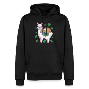 Lustige irische Faultier Llama Kleeblatt St Pat - Männer Premium Bio Hoodie - Schwarz - Vorne - Nico (187cm)