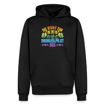 Drohnenpilot - So sieht ein richtig cooler Drohnen - Männer Premium Bio Hoodie - Schwarz - Vorne - Nico (187cm)