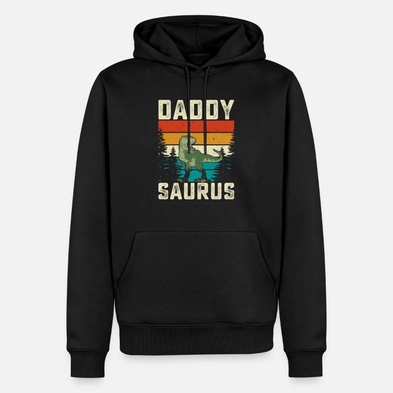 Daddy Saurus - Männer Premium Bio Hoodie - Schwarz
