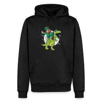 Leprechaun T-Rex Irish Shamrock Dinosaur St. Pa - Men’s Premium Organic Hoodie - black - Front - Nico (187cm)