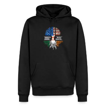 Racines irlandaises cultivées aux États-Unis Irlande - Sweat à capuche Premium bio Homme - noir - Devant - Nico (187cm)