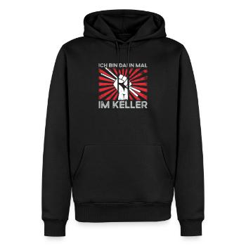 Ich bin dann mal im Keller Schlagzeug Drums Retro - Männer Premium Bio Hoodie - Schwarz - Vorne - Nico (187cm)