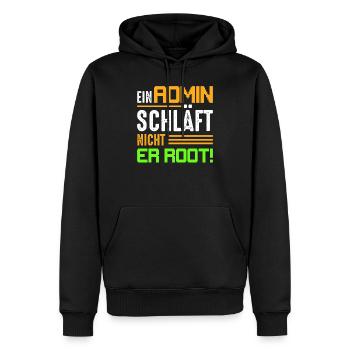 Ein Admin schläft nicht | Er Root! Programmierer I - Männer Premium Bio Hoodie - Schwarz - Vorne - Nico (187cm)