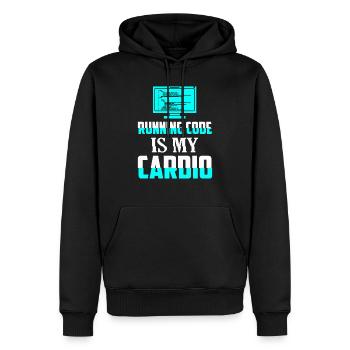 Running Code Is My Cardio Coding Software - Männer Premium Bio Hoodie - Schwarz - Vorne - Nico (187cm)