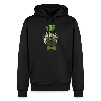 Leprechaun Hut Mops Kleeblatt Brille St. Patricks - Männer Premium Bio Hoodie - Schwarz - Vorne - Nico (187cm)
