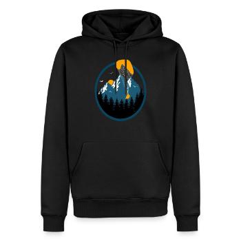 Parapente dans les montagnes avec coucher de soleil - Sweat à capuche Premium bio Homme - noir - Devant - Nico (187cm)