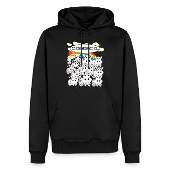 Fraises - Vaches - Sweat à capuche Premium bio Homme - noir - Devant - Nico (187cm)