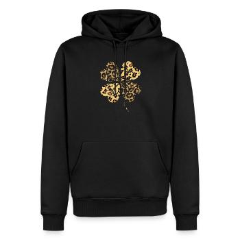 Cheetah Leopard Print Clover St Patrick’s Day - Sweat à capuche Premium bio Homme - noir - Devant - Nico (187cm)