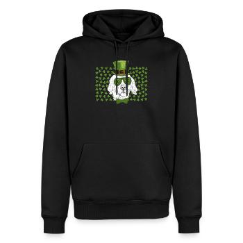 Leprechaun Golden Retriever Clover St. Patrick’s - Sweat à capuche Premium bio Homme - noir - Devant - Nico (187cm)