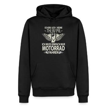 Motorradfahren ist Therapie! - Männer Premium Bio Hoodie - Schwarz - Vorne - Nico (187cm)