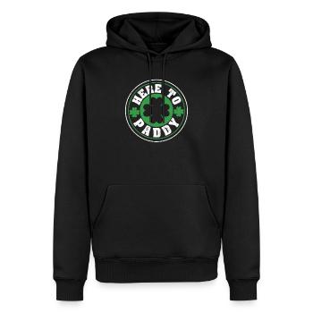 Hier zu Paddy Lustige Kleeblätter Stempel St. Pat - Männer Premium Bio Hoodie - Schwarz - Vorne - Nico (187cm)