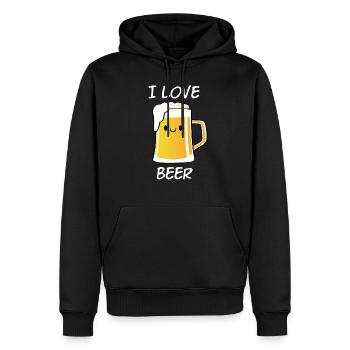 Ich liebe Bier - Männer Premium Bio Hoodie - Schwarz - Vorne - Nico (187cm)