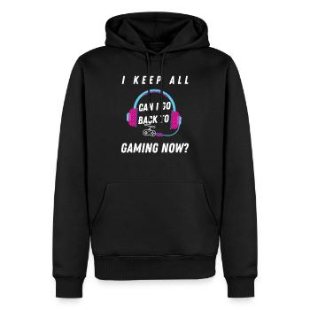 Kann ich zum Gaming-Abschlussgeschenk zurückkehren? - Männer Premium Bio Hoodie - Schwarz - Vorne - Nico (187cm)