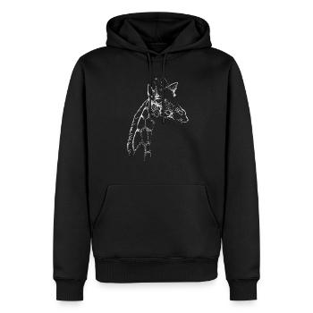 Girafe blanche - Sweat à capuche Premium bio Homme - noir - Devant - Nico (187cm)
