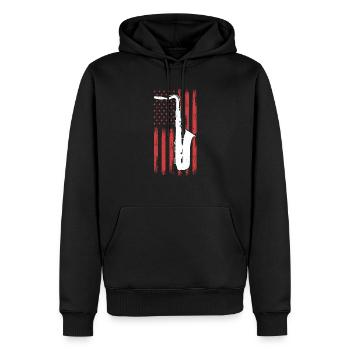 Saxophone America Flag Saxophone Instrument Saxoph - Sweat à capuche Premium bio Homme - noir - Devant - Nico (187cm)