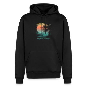 Vacances artistiques aux îles Caïmans Palmier - Sweat à capuche Premium bio Homme - noir - Devant - Nico (187cm)