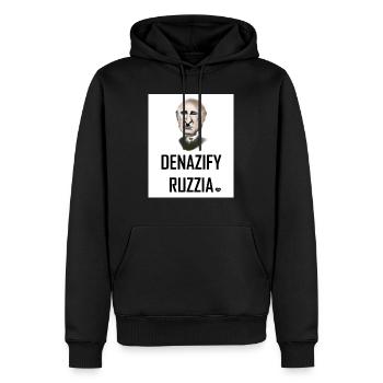 Putin Karikatur - Ruzzland entnazifizieren - Männer Premium Bio Hoodie - Schwarz - Vorne - Nico (187cm)