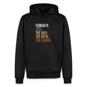 Février 2022 L’homme Le mythe La légende - Sweat à capuche Premium bio Homme - noir - Devant - Nico (187cm)