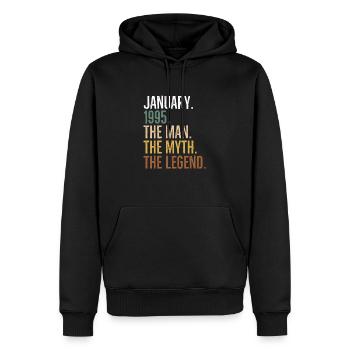 Januar 1995 Der Mann Der Mythos Die Legende - Männer Premium Bio Hoodie - Schwarz - Vorne - Nico (187cm)