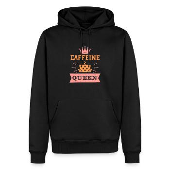 LA CAFÉINE EST UNE REINE - Sweat à capuche Premium bio Homme - noir - Devant - Nico (187cm)