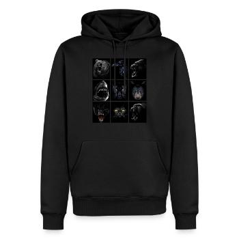 Rectangles avec des animaux tribaux - Sweat à capuche Premium bio Homme - noir - Devant - Nico (187cm)