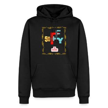 50 years birthday - Sweat à capuche Premium bio Homme - noir - Devant - Nico (187cm)