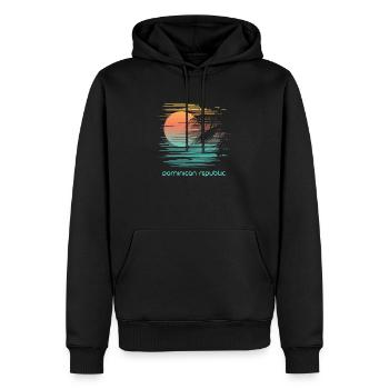 Artistic Dominican Republic Palm Tree Vacation - Men’s Premium Organic Hoodie - black - Front - Nico (187cm)