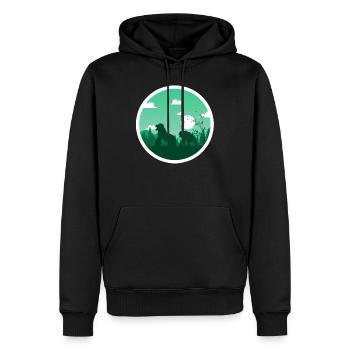 Gorilla family within the circle - Men’s Premium Organic Hoodie - black - Front - Nico (187cm)