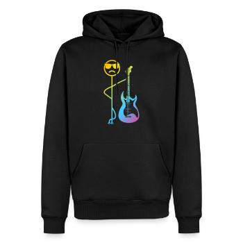 Funny Guitar Player Funny Stick Figure Bass Guitar - Men’s Premium Organic Hoodie - black - Front - Nico (187cm)