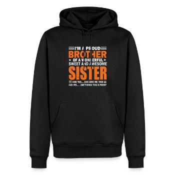 Stolzer Bruder einer großartigen Schwester - Männer Premium Bio Hoodie - Schwarz - Vorne - Nico (187cm)