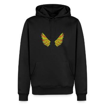 Flügel - Männer Premium Bio Hoodie - Schwarz - Vorne - Nico (187cm)