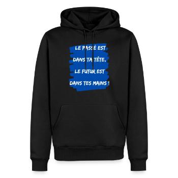 le futur est dans tes mains - Sweat à capuche Premium bio Homme - noir - Devant - Nico (187cm)