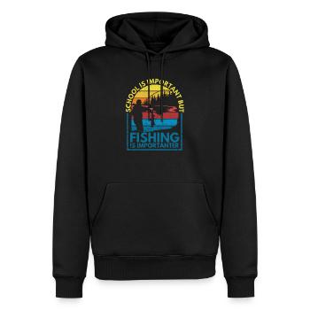 Vintage Schule ist wichtig, aber Angeln ist wicht - Männer Premium Bio Hoodie - Schwarz - Vorne - Nico (187cm)