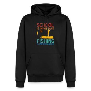 Schule ist wichtig, aber Angeln ist noch wichtiger - Männer Premium Bio Hoodie - Schwarz - Vorne - Nico (187cm)