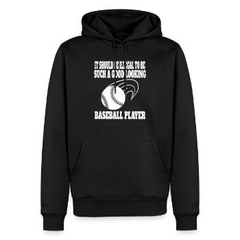 Baseball Geschenk Baseballliebhaber Baseballspiel - Männer Premium Bio Hoodie - Schwarz - Vorne - Nico (187cm)