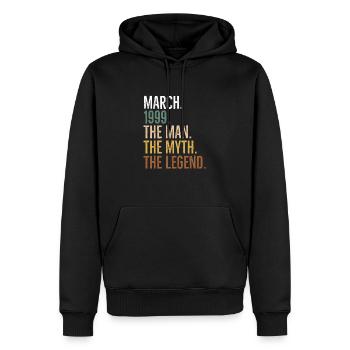 März 1999 The Man The Myth The Legend - Männer Premium Bio Hoodie - Schwarz - Vorne - Nico (187cm)