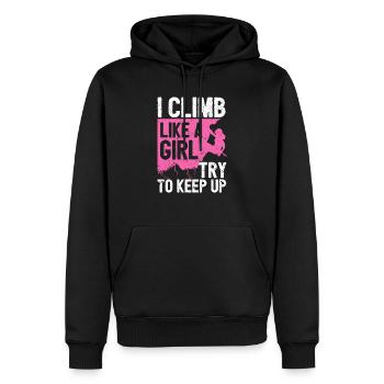 Grimpeur grimpant comme une fille Femmes - Sweat à capuche Premium bio Homme - noir - Devant - Nico (187cm)