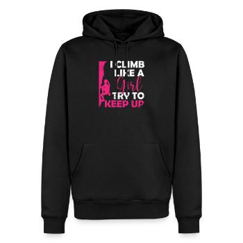 Grimpeur grimpant comme une fille Femmes - Sweat à capuche Premium bio Homme - noir - Devant - Nico (187cm)