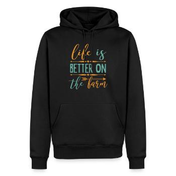 La vie est meilleure à la ferme - Sweat à capuche Premium bio Homme - noir - Devant - Nico (187cm)