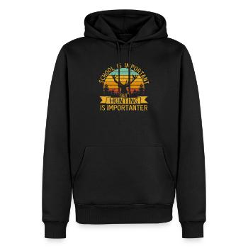 L’école est importante, mais la chasse est plus importante - Sweat à capuche Premium bio Homme - noir - Devant - Nico (187cm)