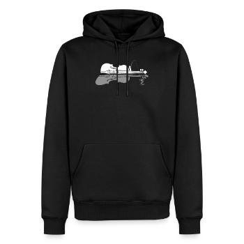 Contrebassiste Double Bass Instrument Shark Fish F - Sweat à capuche Premium bio Homme - noir - Devant - Nico (187cm)