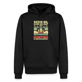 School is important, but hunting is important - Men’s Premium Organic Hoodie - black - Front - Nico (187cm)