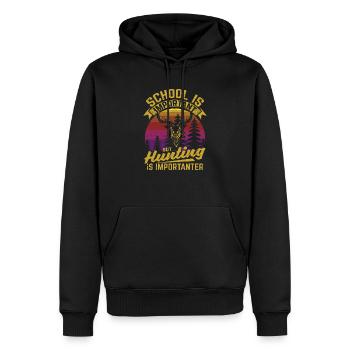 School is important, but hunting is important - Men’s Premium Organic Hoodie - black - Front - Nico (187cm)