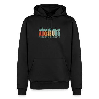 Augsburg - Männer Premium Bio Hoodie - Schwarz - Vorne - Nico (187cm)