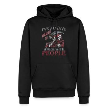 Sensenmann beruflich mit Menschen arbeiten funny - Männer Premium Bio Hoodie - Schwarz - Vorne - Nico (187cm)