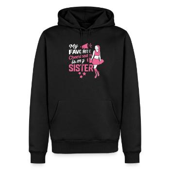 Mein Lieblings-Cheerleader ist meine Schwester - Männer Premium Bio Hoodie - Schwarz - Vorne - Nico (187cm)
