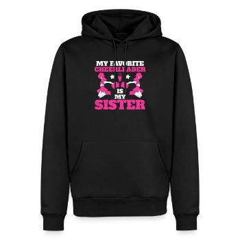 Mein Lieblings-Cheerleader ist meine Schwester - Männer Premium Bio Hoodie - Schwarz - Vorne - Nico (187cm)