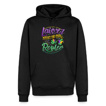 Mardi gras good times roll laissez bon temps roule - Men’s Premium Organic Hoodie - black - Front - Nico (187cm)
